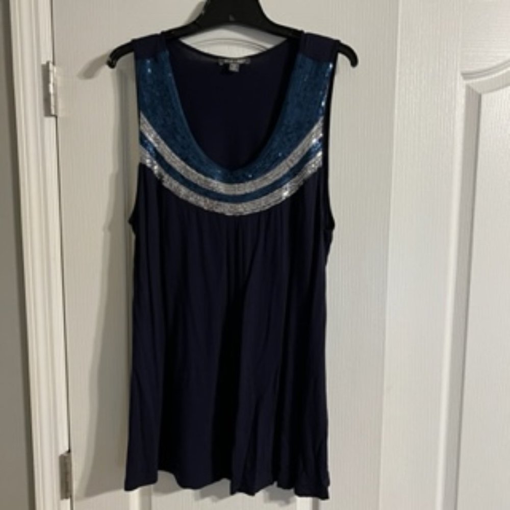 Roz & Ali Women's Sequin Top Shirt 2X Blue